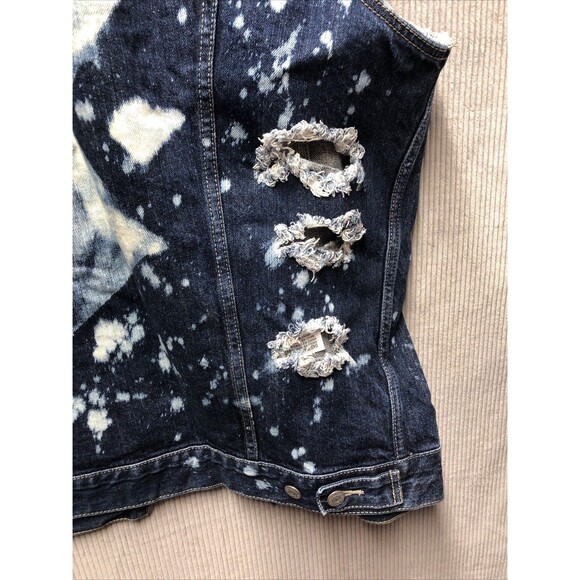 Levi Denim Sleeveless Vest Jacket Size XXL Bleached Stained Factory Destroyed - Picture 12 of 15